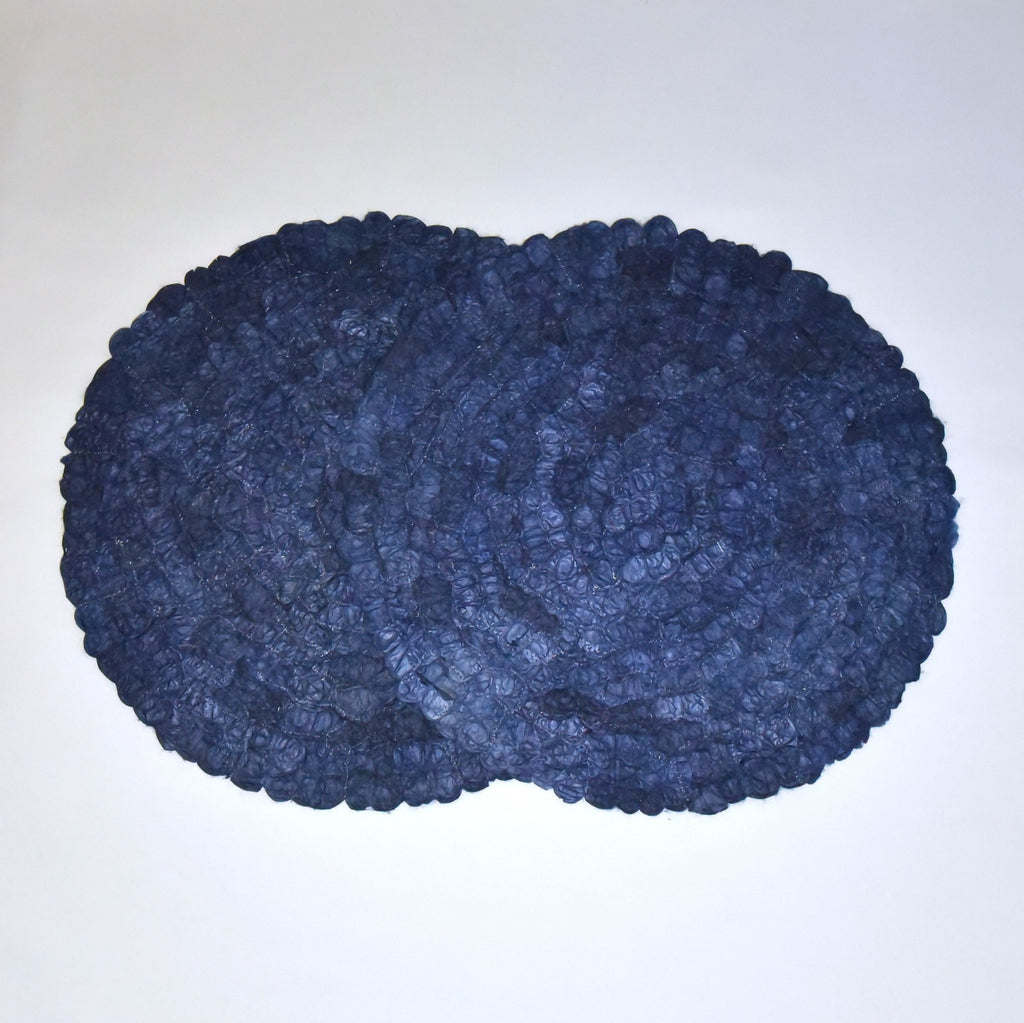 Handmade fair trade sustainably sourced ecofriendly Madagascar silk charger placemat, set of 2, table linens, navy blue sea blue sapphire