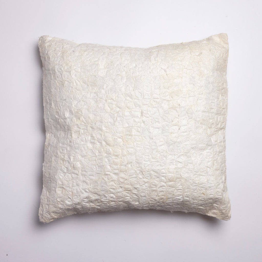 All-Natural, Undyed, White Madagascar Mulberry Silk Throw Pillow with beautiful texture