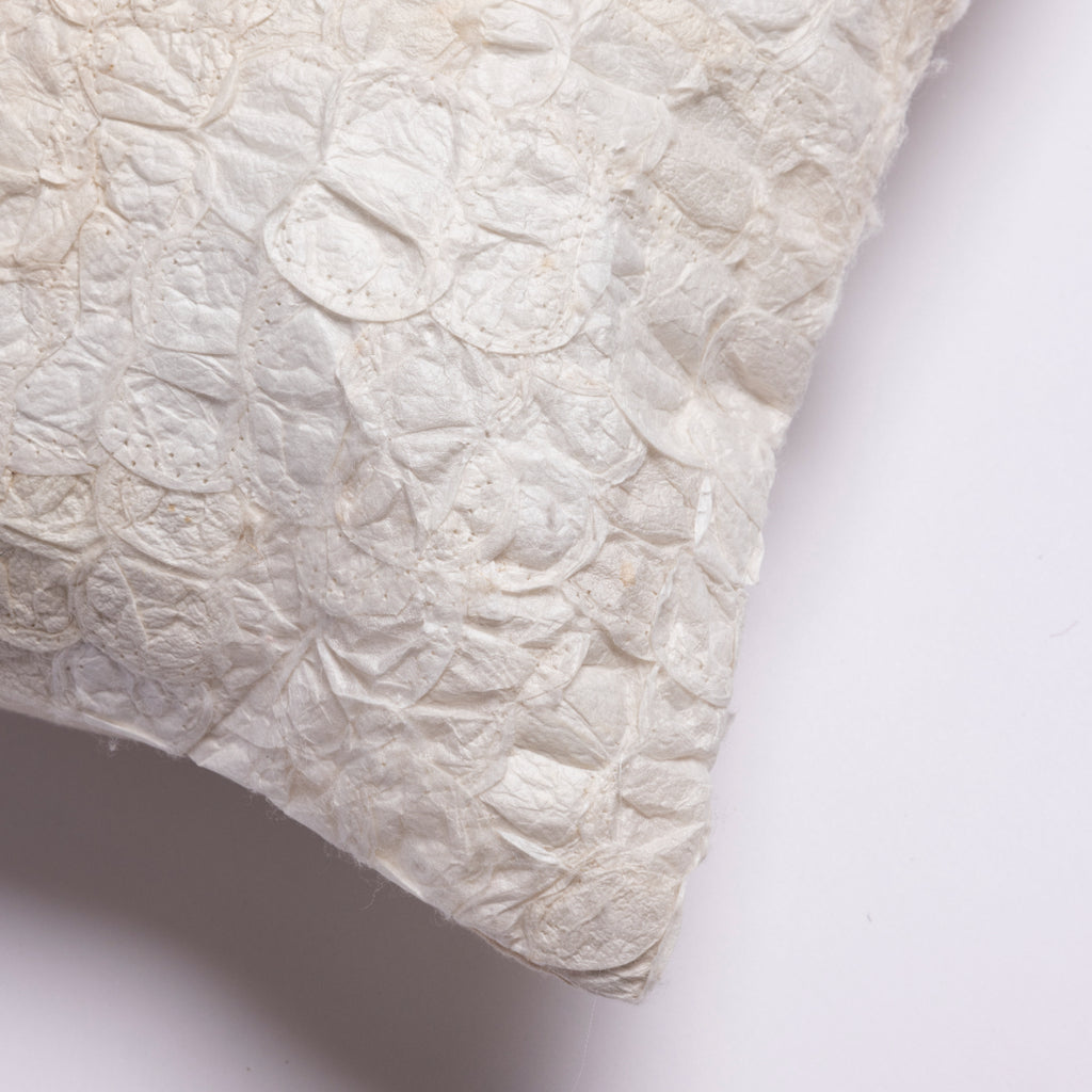Ethically made natural undyed white mulberry silk lumbar throw pillow cover 12"x24" handmade Madagascar silk