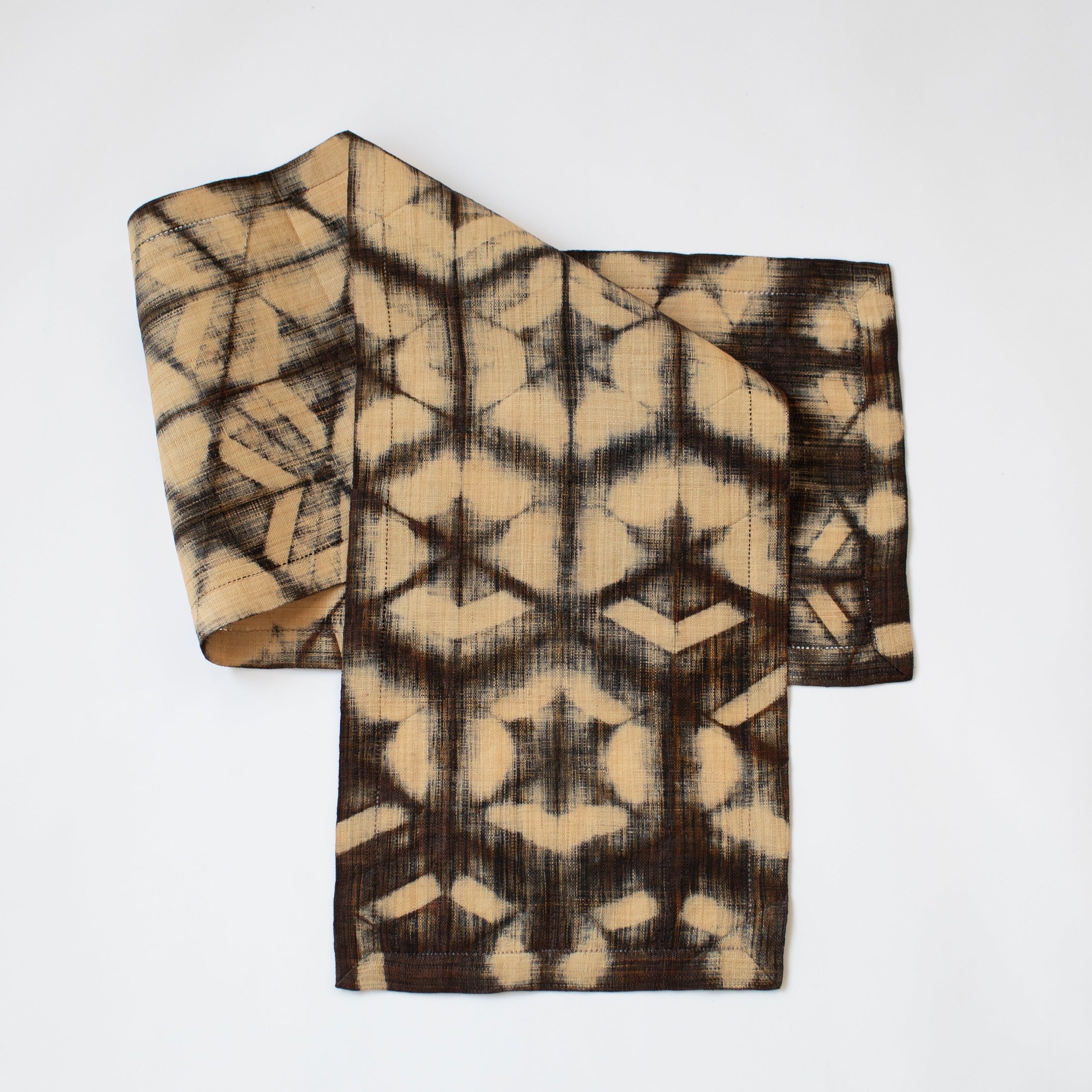 IVAPUPU Boho Table Runner - Brown Botanical Pattern, Cotton Linen Blend With Tassels