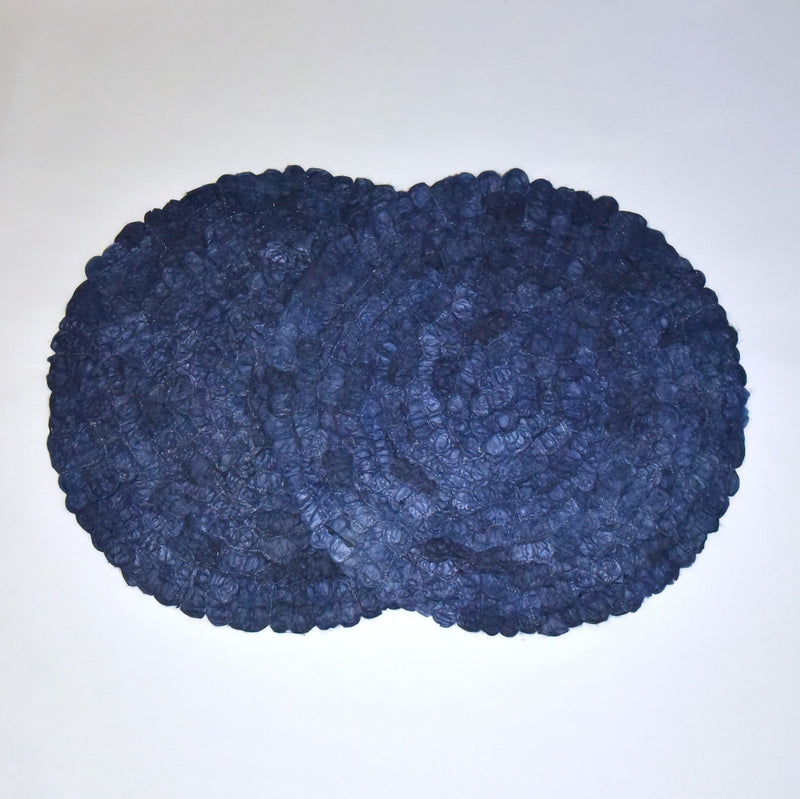 Handmade fair trade sustainably sourced ecofriendly Madagascar silk charger placemat, set of 2, table linens, navy blue sea blue sapphire