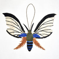 Handmade Madagascar Silk Moth Butterfly Holiday Ornament, Miniature Artwork, Fair Trade, Wildlife Friendly Eco Friendly Gift Decor