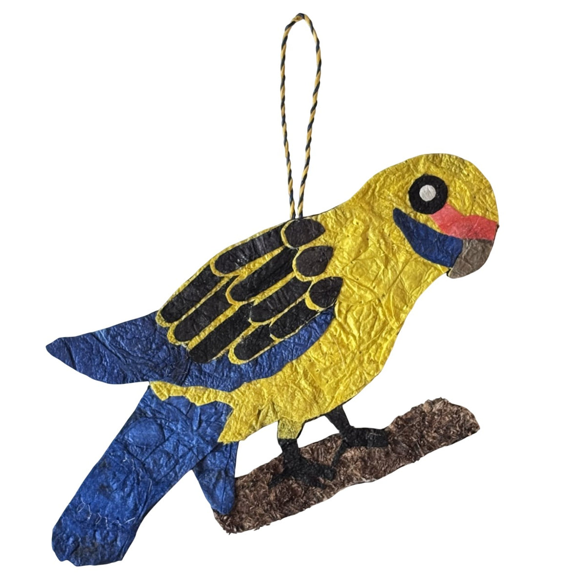 Silk Bird Ornament - Yellow Fody
