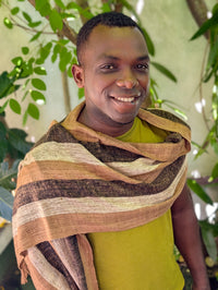 Fotoana striped Tanana Madagascar fair trade wild silk scarf.