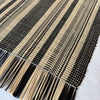 Handwoven Madagascar raffia placemats, 14"x19" black and natural tan stripe, handwoven patterning, interlocking weft clasping technique, fair trade eco-friendly wildlife friendly home decor