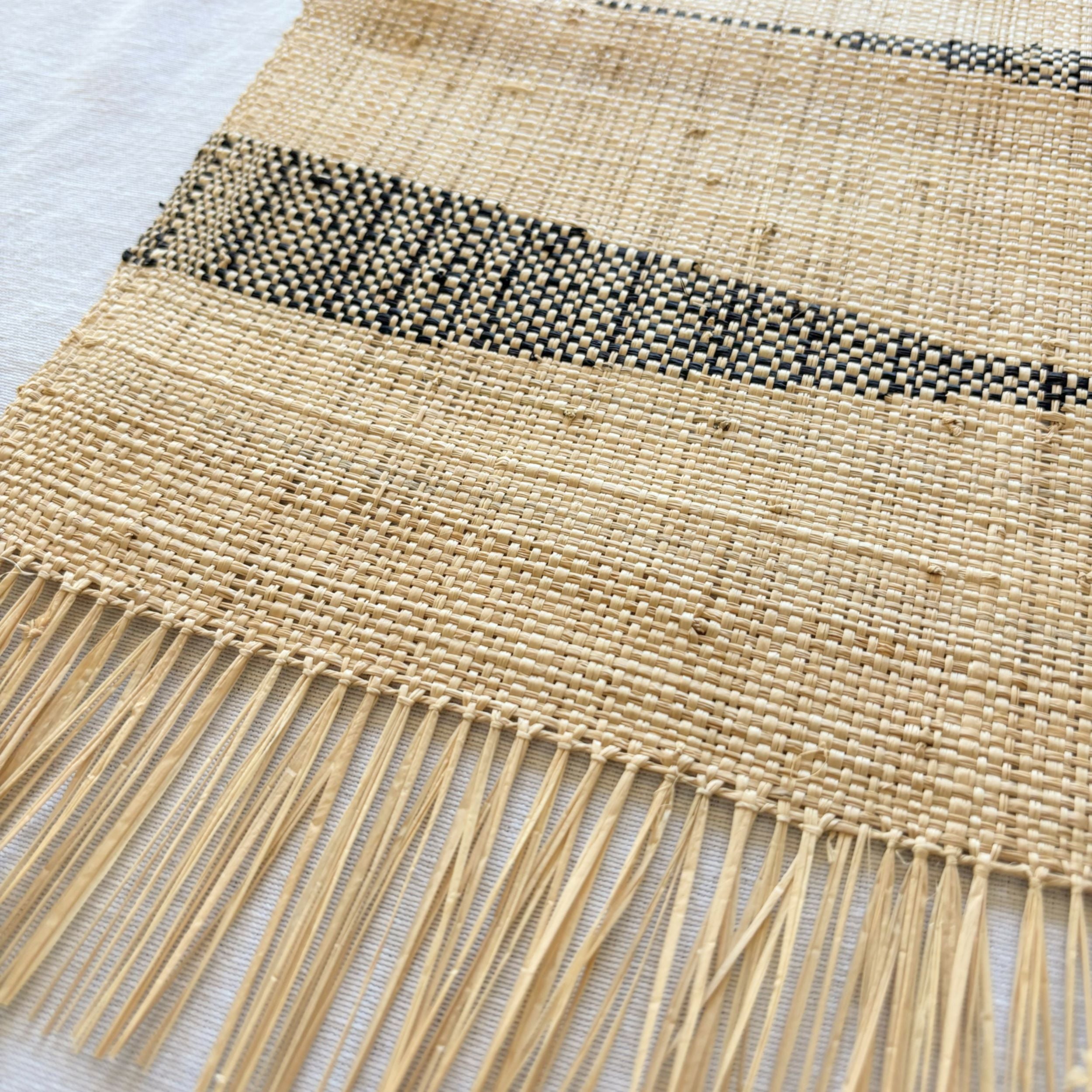 table runner 金彩扇面散らし　帯リメイク 長長尺　正絹 Handwoven Raffia Table Runner - Handwoven Chevron – tananasilk.com