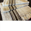 Organic Natural Dyed Silk Scarves for Women and Men, White Khaki and Chocolate Brown Stripe