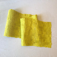 Handmade fair trade sustainably sourced ecofriendly Madagascar silk table runner, 14"x72", chartreuse sunny yellow gold