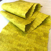 Handmade fair trade sustainably sourced ecofriendly Madagascar silk table runner, 14"x72", chartreuse sunny yellow gold