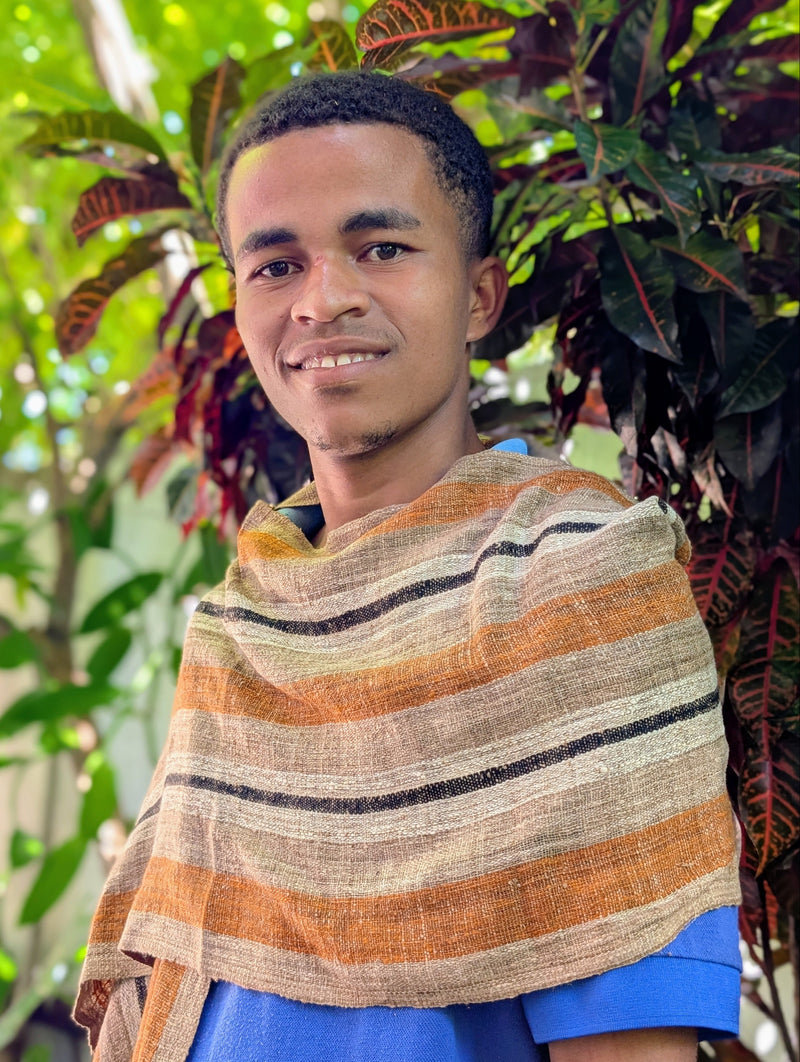 Tanana Madagascar fair trade wild silk scarf.