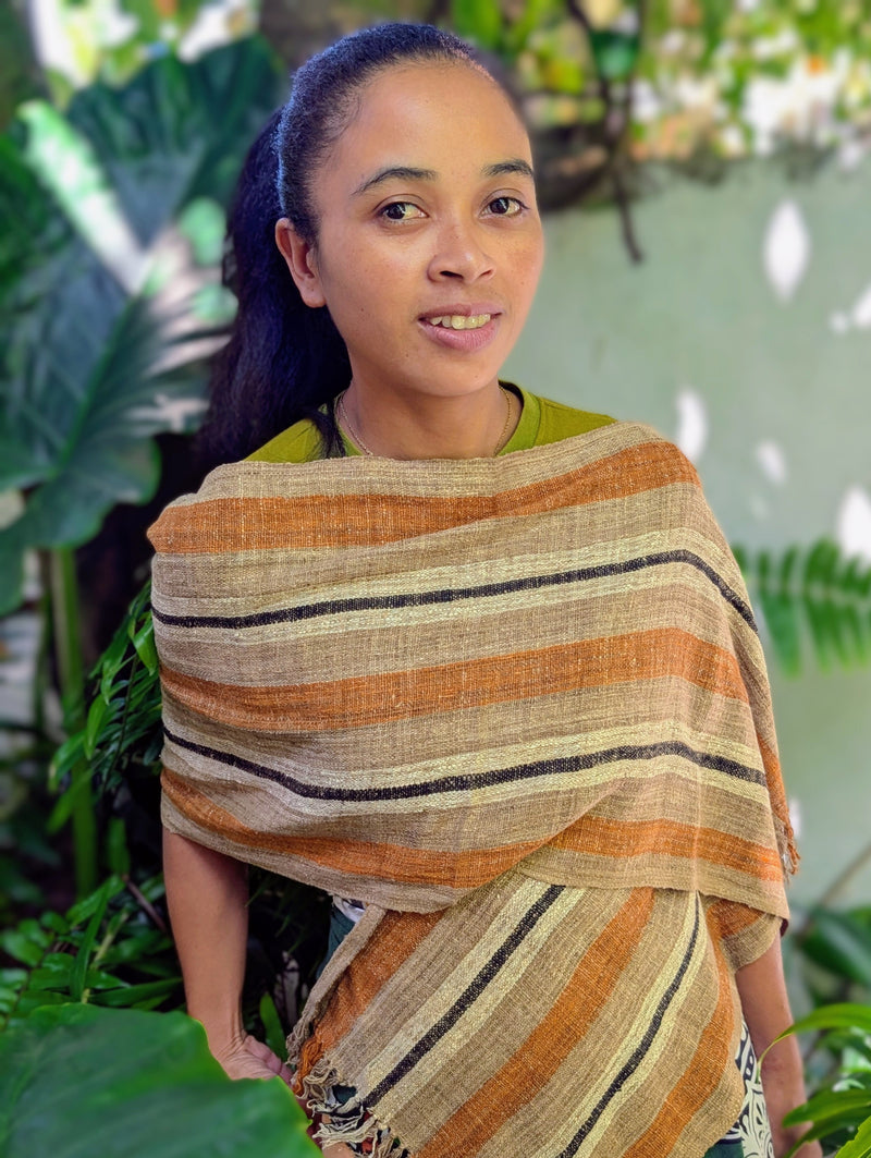 Mazava Tanana Madagascar fair trade wild silk scarf.