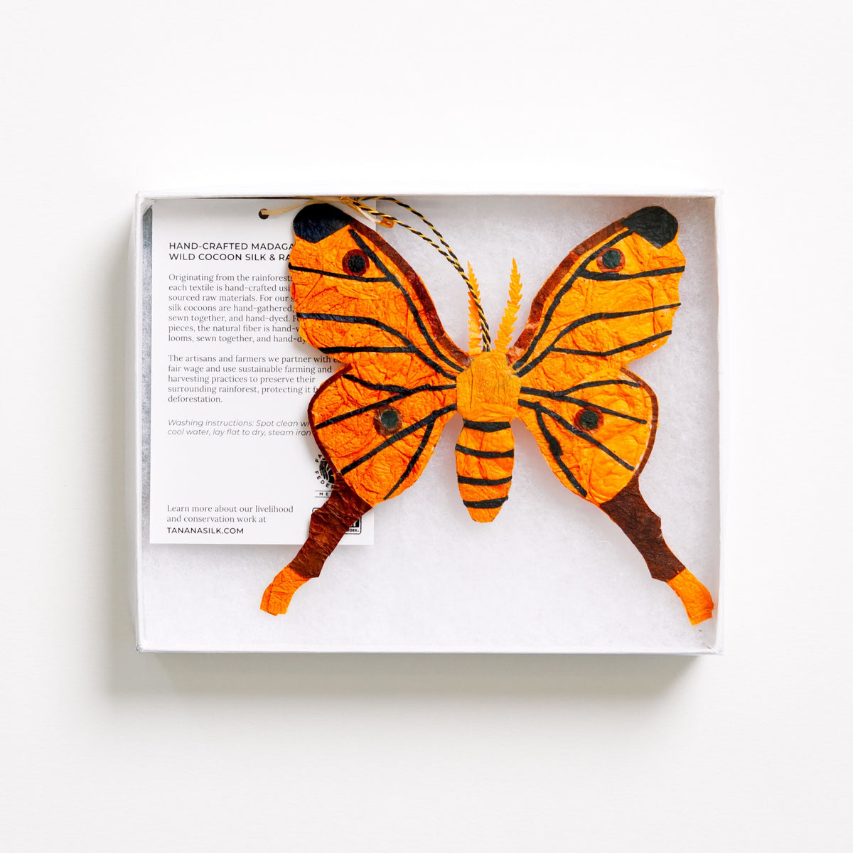 Madagascar Silk Moth Ornament - Yellow