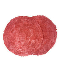 Handmade fair trade sustainably sourced ecofriendly Madagascar silk charger placemat, set of 2, terracotta rose red coral pink