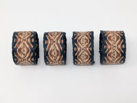 Handwoven raffia napkin ring set of 4, fair trade, wildlife friendly, ecofriendly, handmade, black brown and natural, home decor, table decor.