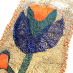 Handmade fair trade Madagascar wild silk lavender sachet with flower art collage, refillable, commelina dayflower gift