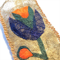 Handmade fair trade Madagascar wild silk lavender sachet with flower art collage, refillable, commelina dayflower gift