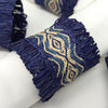 Handwoven raffia napkin ring set of 4, fair trade, wildlife friendly, ecofriendly, handmade, coastal navy blue and natural, home decor, table decor.