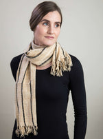 Off-White and Black Striped Silk Scarf for Women and Men