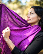 Handwoven Fair Trade Jewel Toned Fuchsia Silk Scarf Women or Men