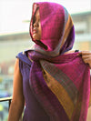 Handmade Madagascar wild raw silk scarf , Fuschia, Blue, Green, Purple, and Gold