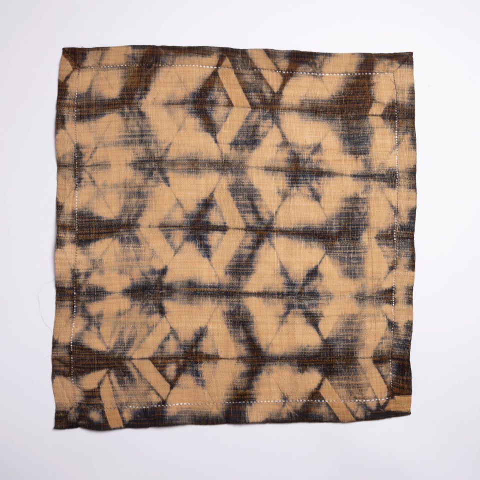 Raffia Table Top Centerpiece - Turtle Pattern - Brown Black