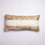 Fair trade handmade silk cocoon throw pillow 12"x24" linen-colored and white, Madagascar silk