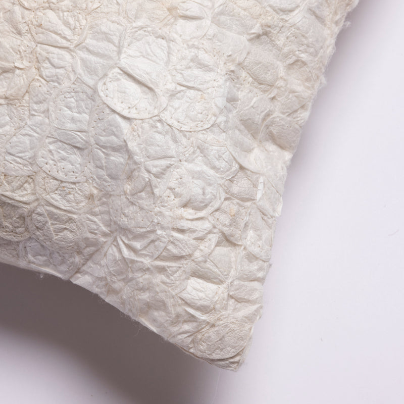 Ethically made natural undyed white silk lumbar throw pillow cover 12"x24" handmade Madagascar silk