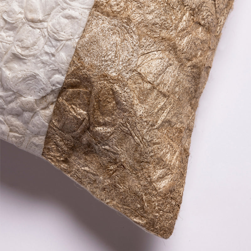 Ethically made fair trade undyed natural wild silk throw pillow cover handmade with mulberry silk and wild Madagascar silk 18"x18"