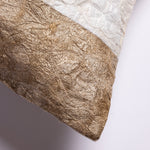 Fair trade handmade silk cocoon throw pillow 12"x24" linen-colored and white Madagascar silk