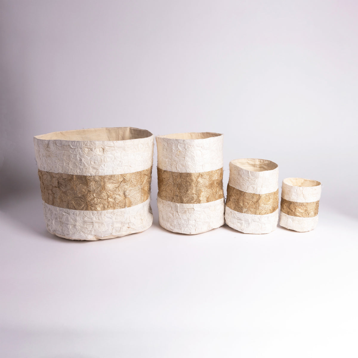 Natural Madagascar Silk Basket - Striped