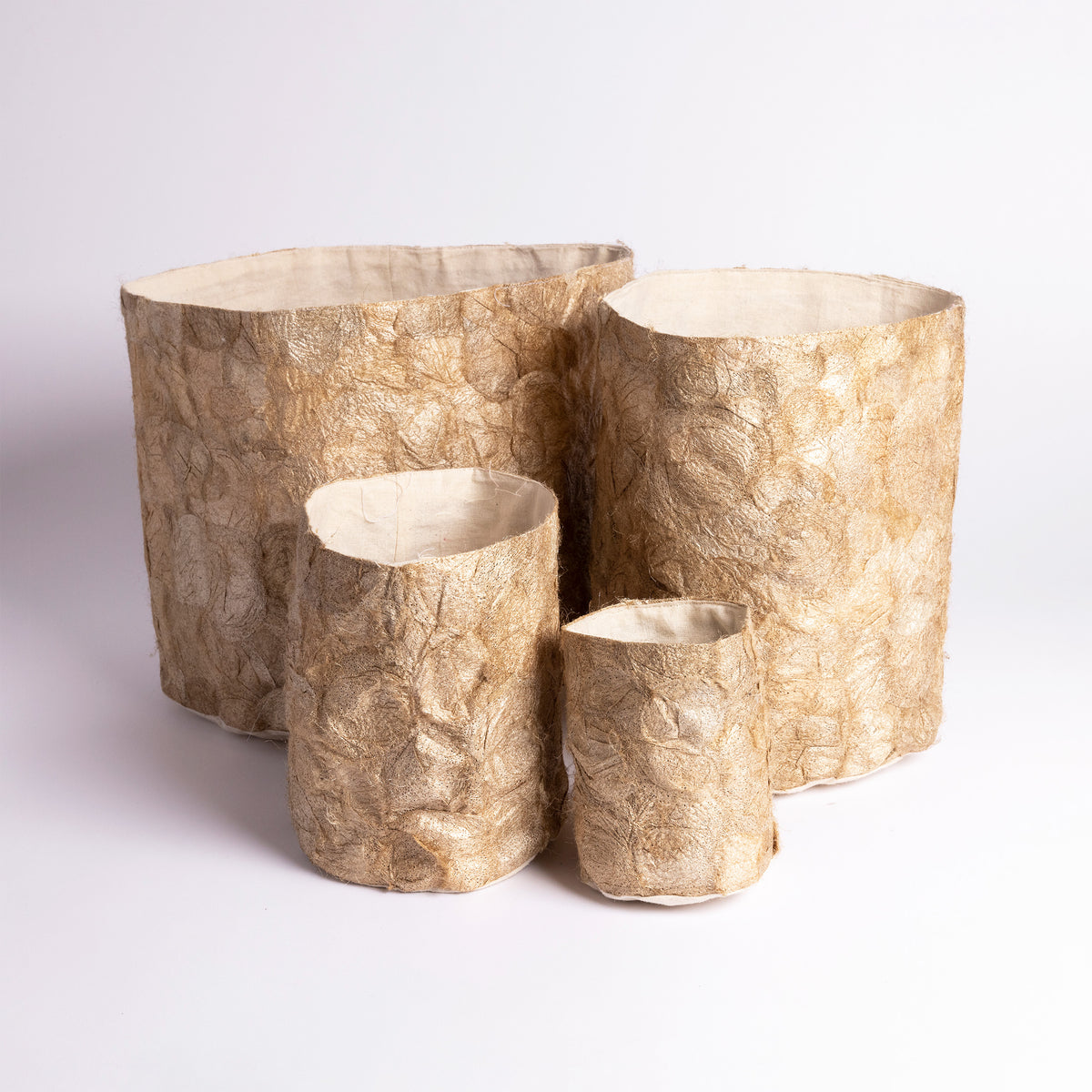 Handmade hand-crafted fair trade decorative silk baskets home decor in undyed wild Madagascar silk, multiple sizes 4"x5", 6"x7", 8"x10", 10"x12" baskets