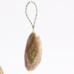 Handmade fair trade ethically sourced rainforest friendly Madagascar wild silk cocoon holiday christmas tree ornament unique silk cocoon decoration olive green