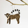 Fair trade handmade Madagascar silk holiday christmas tree ornament ring tailed lemur small hanging wall art 6"x5"