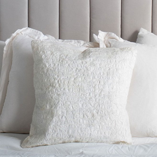 All-Natural, Undyed, White Madagascar Mulberry Silk Throw Pillow with beautiful texture