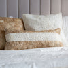 Fair trade handmade silk cocoon throw pillow 12"x24" linen-colored and white Madagascar silk home decor