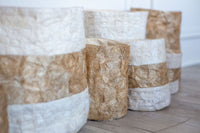 Natural Madagascar Silk Basket - Striped