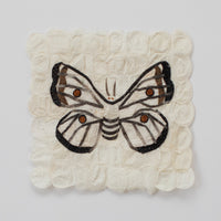 White Black and Brown Handmade Fair Trade Raw Silk Butterly Wall Decor Wall Art Small Tapestry