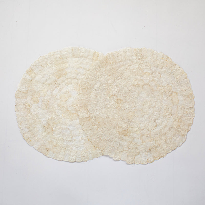 Handmade Madagascar white mulberry silk placemats chargers undyed all-natural, set of two