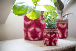Wild Silk Shibori Baskets - Turtle Pattern - Ruby & Natural