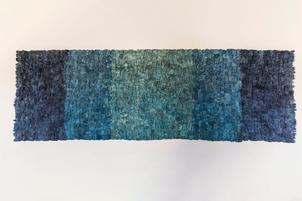 Large shimmery blue gradient Madagascar silk wall hanging 30"x60" or 1 meter x 3 meters, handmade fair trade ethically made wall decor wall art wall hanging tapestry